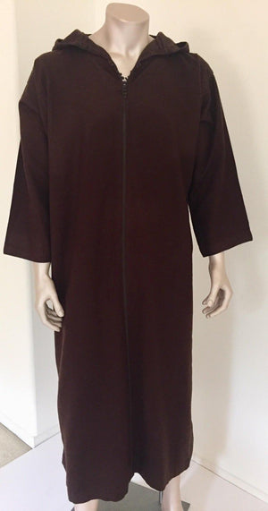 Moroccan Gentleman Hooded Brown Wool Djellaba