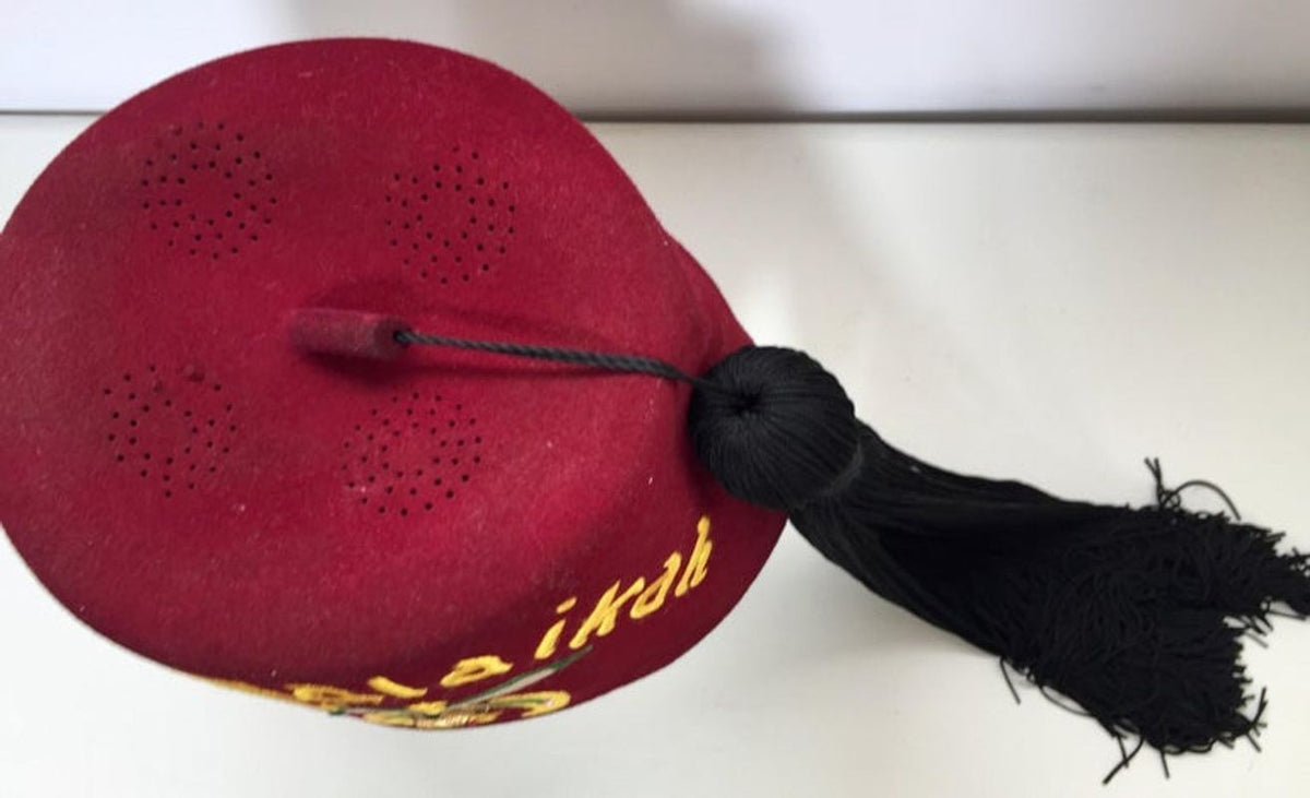 AL Malaikah Vintage Iconic Masonic Shriner Burgundy Wool Fez Hat