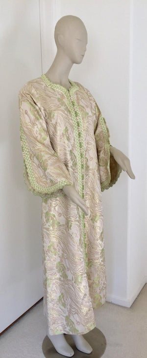 Moroccan Kaftan in Silver Metallic Floral Brocade