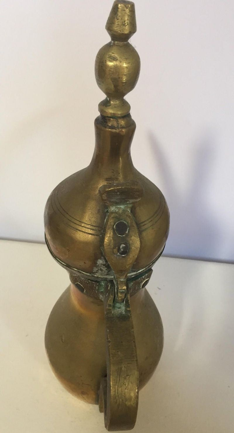 Vintage Middle Eastern Dallah Arabic Brass Coffee Pot circa 1950