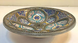 Moroccan Ceramic Plate Adorned with Silver Filigree from Fez