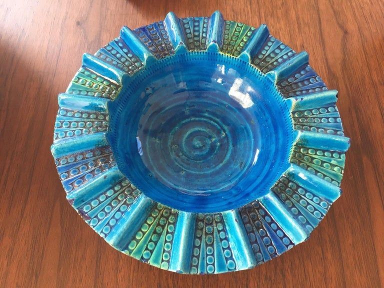 Aldo Londi Blue Ceramic Ashtray Handcrafted in Italy