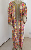 Vintage Moroccan Caftan Metallic Floral Silk Brocade