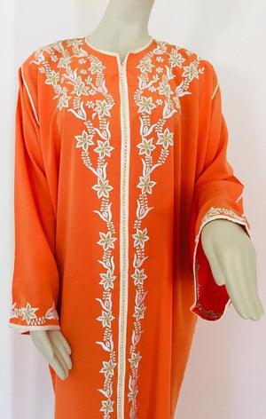 Moroccan Orange Kaftan Maxi Dress Caftan