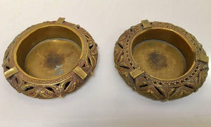 Pair of Round Handcrafted Brass Ashtrays India