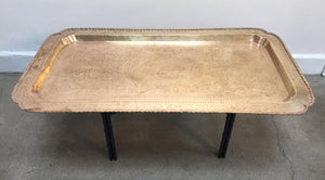 1960s Boho Chic Rectangular Brass Tray Coffee Table
