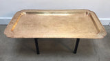 1960s Boho Chic Rectangular Brass Tray Coffee Table
