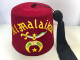 AL Malaikah Vintage Iconic Masonic Shriner Burgundy Wool Fez Hat in Original Box