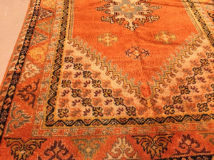 1960s Moroccan Vintage Orange Color Tribal African Pile Rug