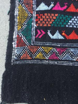 Moroccan Vintage North African Black Tribal Kilim Rug