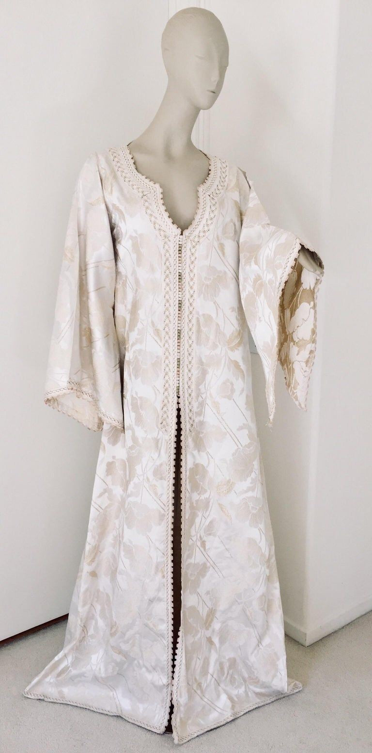 Moroccan Caftan White Ivory and Gold Brocade Kaftan