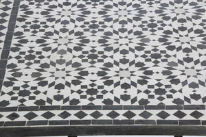 Moroccan Fez Mosaic Table in Black and White Tiles