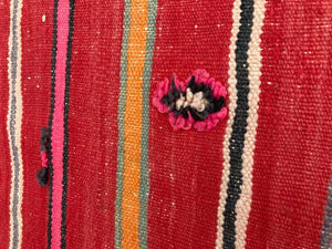 1960s Moroccan Vintage Flat-Weave Ethnic Textile Rug