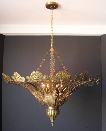 Moroccan Moorish Brass Pasha Chandelier