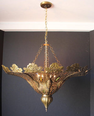 Moroccan Moorish Brass Pasha Chandelier