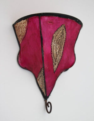 Parchment Moroccan African Art Wall Curved Sconce