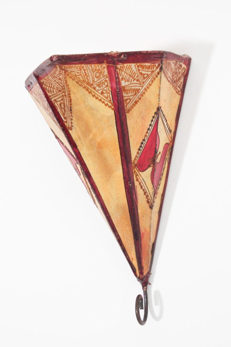 Moroccan Handpainted Parchment Folk Art Wall Sconce