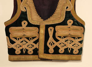 Antique Ottoman Emerald Green and Gold Thread Embroidered Vest