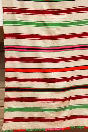 Vintage 1960s Moroccan Flat-Weave Rug, Ethnic Textile Handira