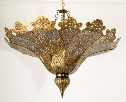 Handcrafted Moroccan Brass Chandelier in Alberto Pinto Style, 33\"