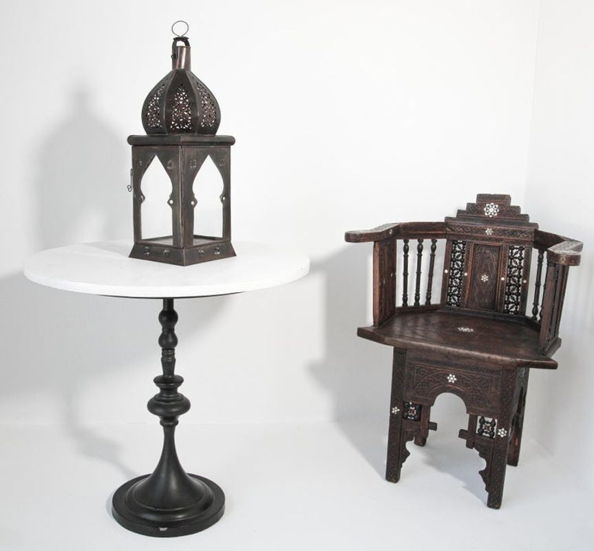 Moroccan Moorish Square Tole and Clear Glass Candle Lantern