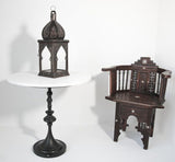 Moroccan Moorish Square Tole and Clear Glass Candle Lantern