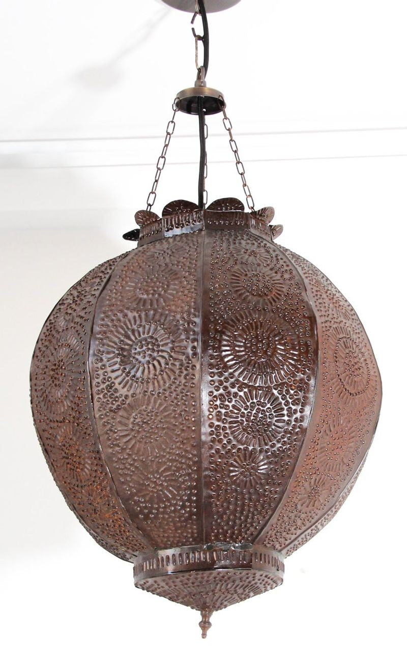 Handcrafted Moroccan Metal Orb Pendant, North Africa