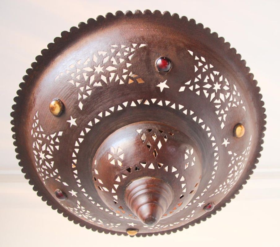 Handcrafted Moroccan Metal Chandelier with Moorish Design