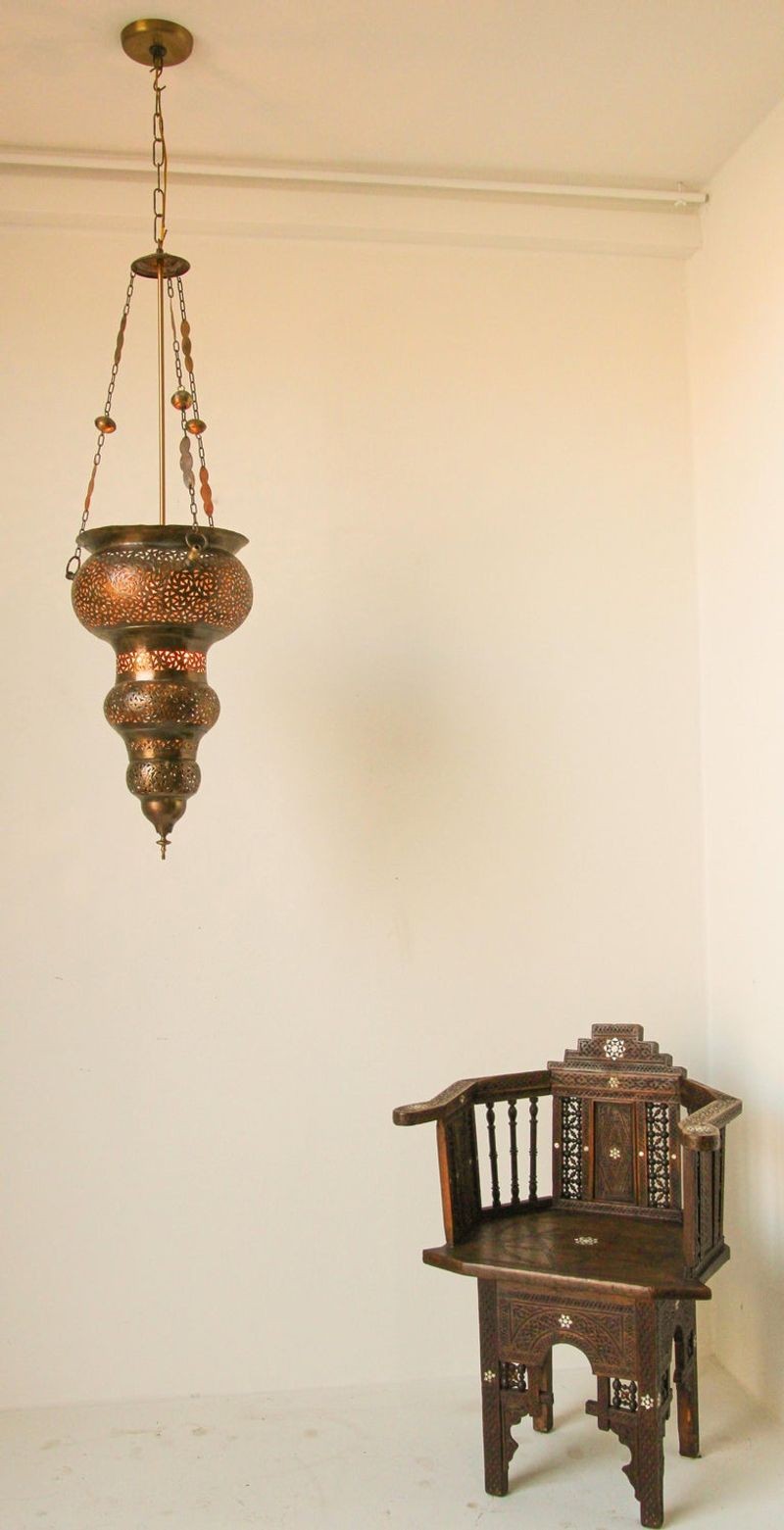 Moroccan Hanging Brass Chandelier Andalusian Moorish Style