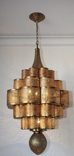 Moroccan Moorish Alhambra Brass Chandelier