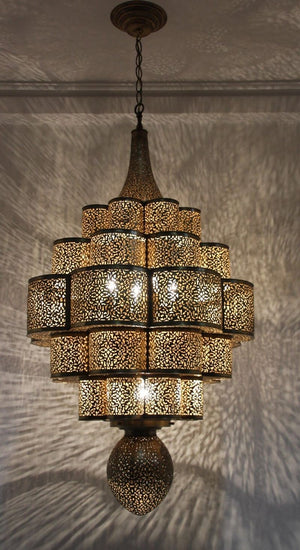 Large Moroccan Moorish Alhambra Brass Chandelier