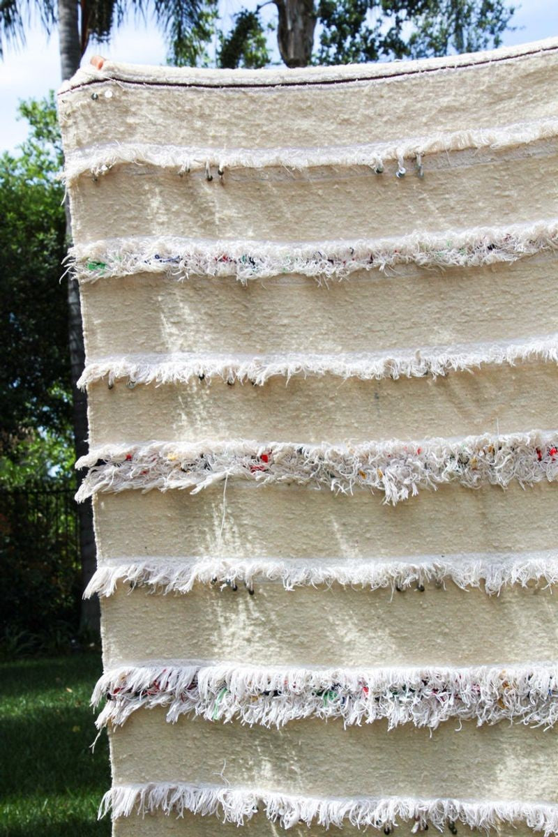 1960s Vintage Authentic Moroccan Wedding Blanket Throw with Sequins