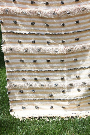 Vintage Folk Art Moroccan Handcrafted Wedding Blanket Throw with Sequins 5