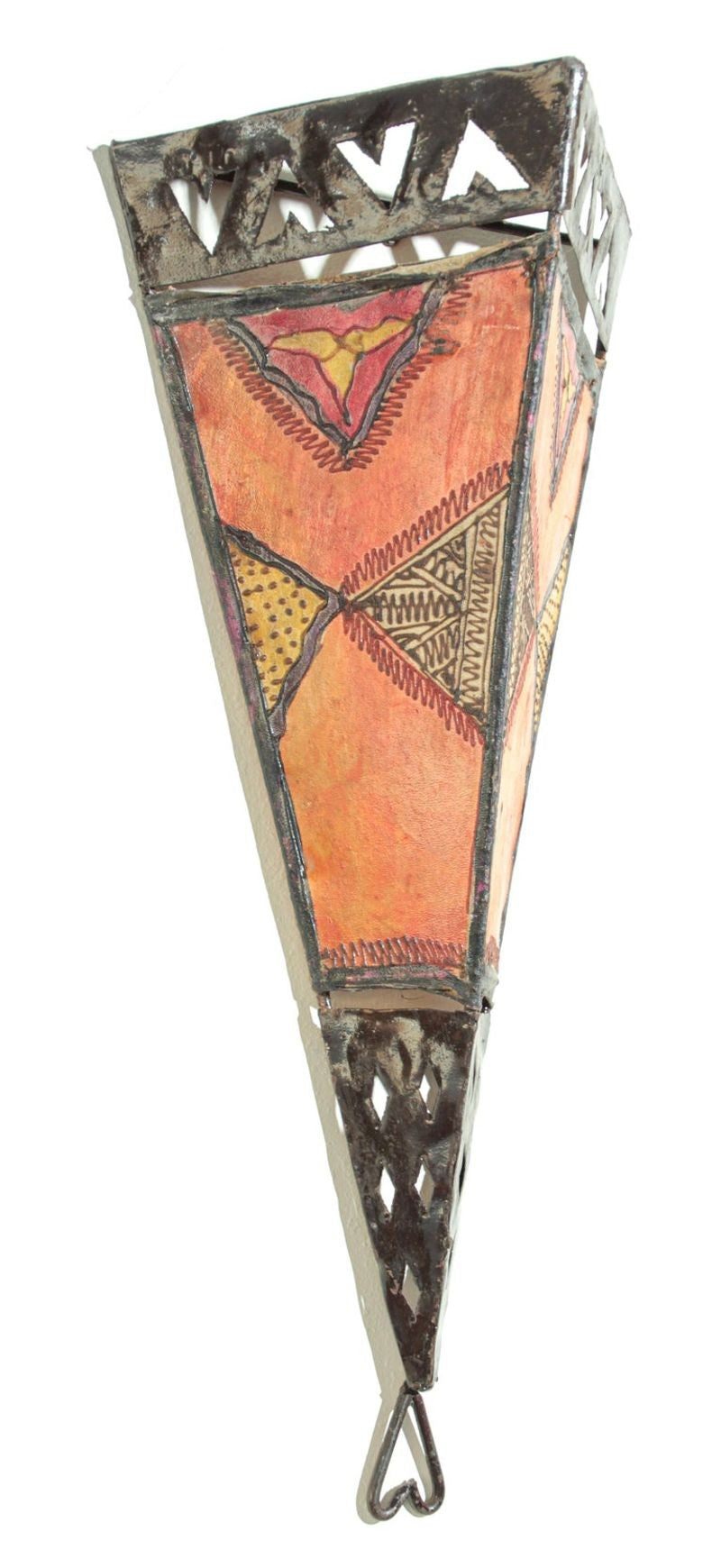 Moroccan Folk Art Metal and Parchment Wall Shade Sconce