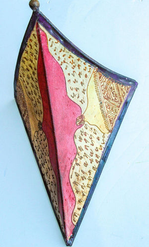 Hand-Painted Parchment Moroccan Art Wall Sconce