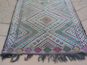 1960s Vintage Zemmour Moroccan Berber Rug Runner