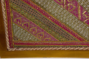 Mughal Style Metal Threaded Tapestry Framed from Rajasthan, India