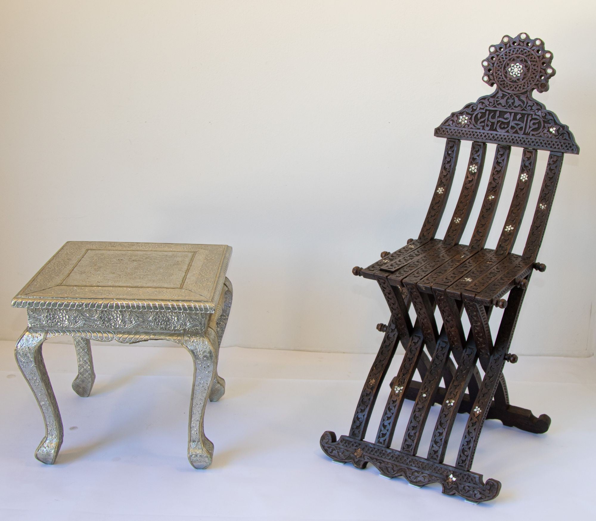 Vintage Anglo-Indian Silver Clad Side Low Table