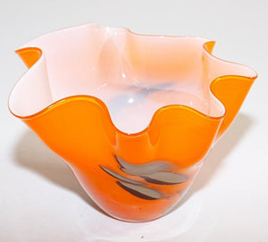 Murano Art Glass Venetian Fulvio Bianconi Vase Orange Freeform Handkerchief