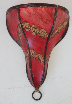 Tribal Art African Parchment Wall Sconce Red