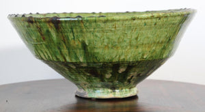 Moroccan Berber Tamgroute Terracotta Green Glazed Bowl