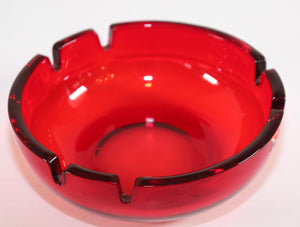 Vintage Mid-Century Glass Ruby Red Cigar Ashtray