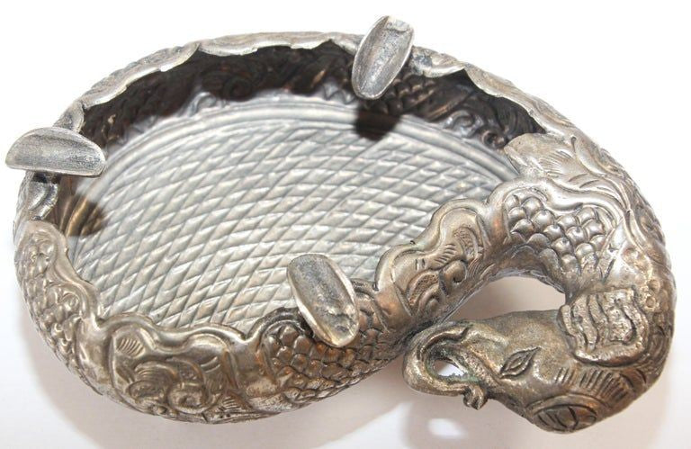Mughal Indian Raj Style Elephant Shape Silver Ashtray