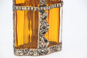 Moroccan Glass Perfume Bottle Sprinkler with Metal Overlay