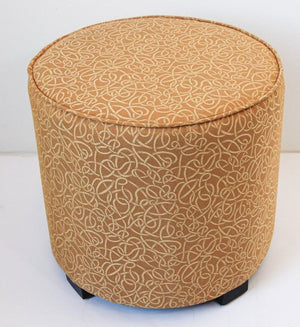 Post Moroccan Art Deco Style Pouf Upholstered in Gold Fabric