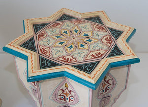 Moroccan Moorish Star Shape Ivory Side Tables a Pair