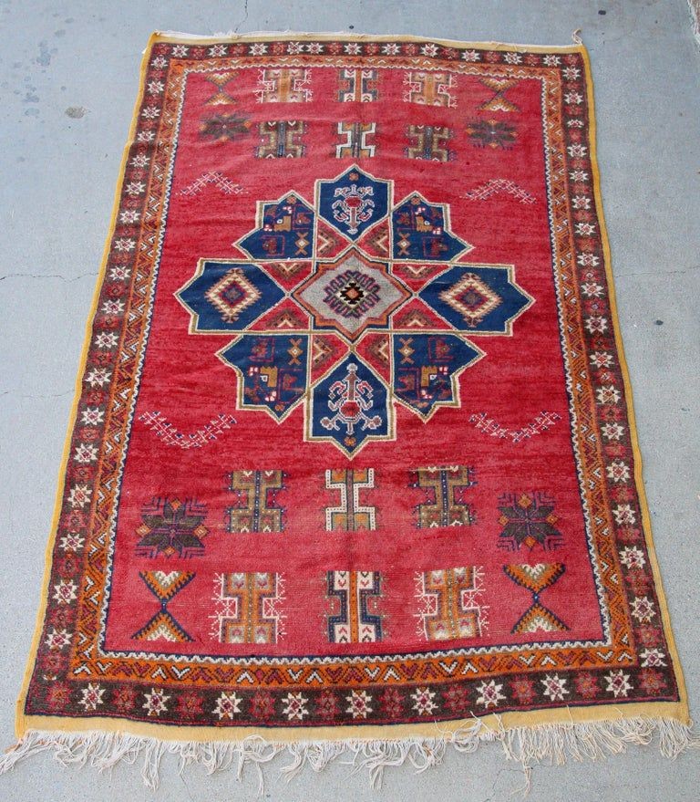 1960s Moroccan Vintage Hand-Woven Berber Rug