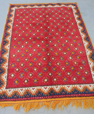 1960s Vintage Moroccan Hand-Woven Berber Carpet