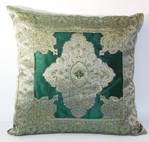 Green Moorish Pillow Embellished with Sequins and Beads