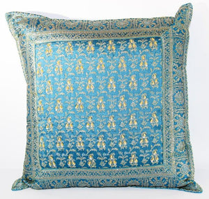 Turquoise Moorish Decorative Throw Pillow Embellished with Sequins and Beads